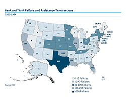 Map of the bank and thrift failures in the United States, 1980-1984