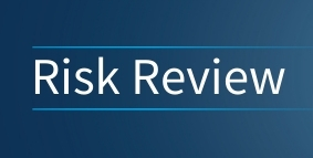 the words Risk Review on navy background with lines above and below