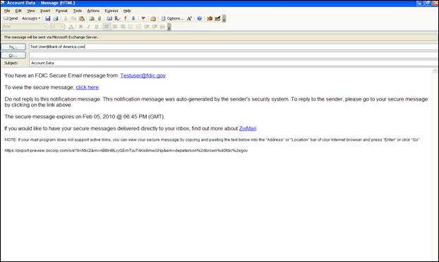 Figure 1: FDIC Secure Email notification received by external user.