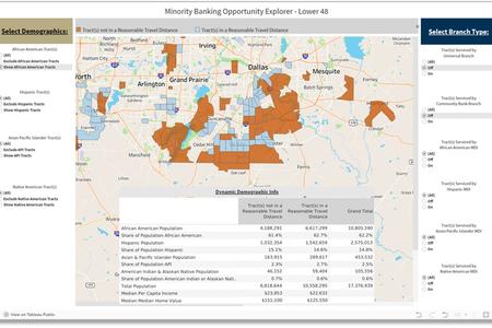 Screenshot of an example data visualization on the Minority Banking Opportunity Explorer