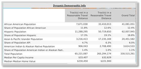 Screenshot of the Dynamic Demographic Info Table