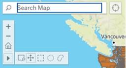 Screenshot of how to search the map using the map options overlay