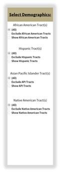 Screenshot of the Select Demographics filter on the explorer.
